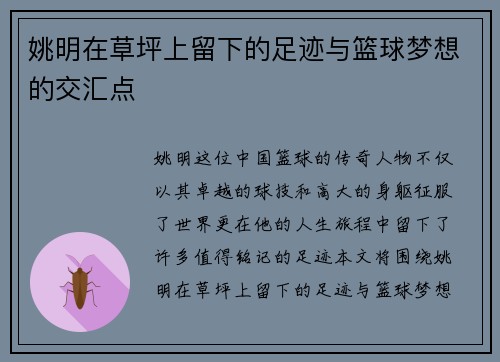 姚明在草坪上留下的足迹与篮球梦想的交汇点